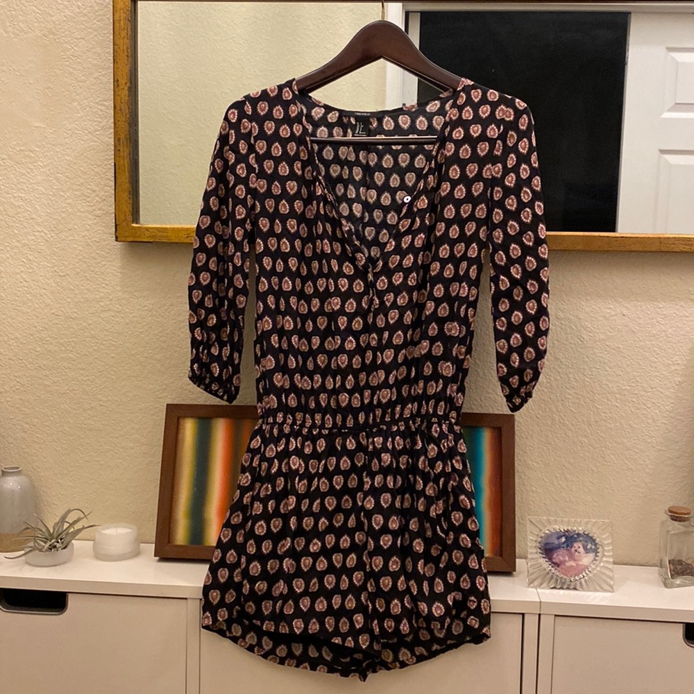 Forever 21 Paisley 3/4 sleeve romper